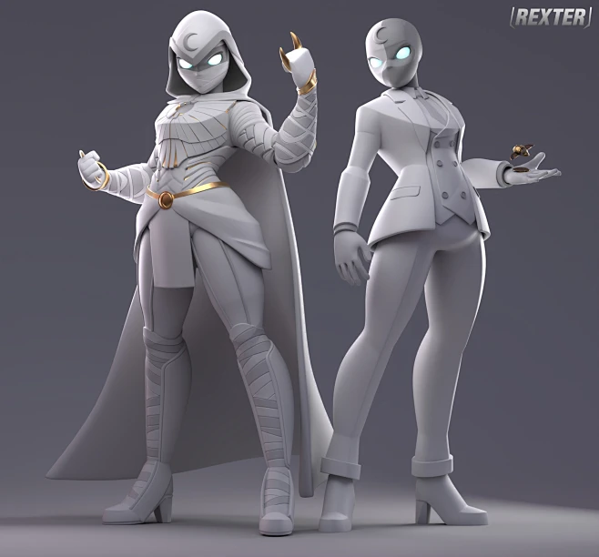Stylized Moon Knight And Ms.Knight: FANART-花瓣网