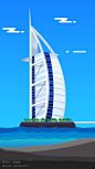 AI 迪拜帆船酒店插画