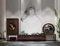 意利达·檀意家具新中式客厅实木黑檀木电视柜厅柜组合