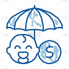 婴儿健康保险涂鸦图标手绘插图