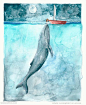 9张你可能会喜欢的大鲸鱼~小鲸鱼插画图片