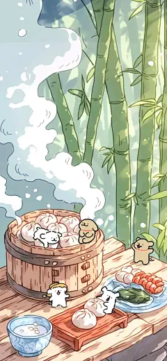 线条小狗壁纸/偷吃香香软软的小笼包啦！ - 小红书