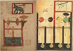 12世纪的机械大师 伊斯麦尔·阿尔-加扎利《精巧机械装置的知识之书 كتاب في معرفة الحيل الهندسية‎》收录的一些精巧发明创造
11、畜力汲水机