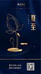 金融保险夏至节气财富升金融蓝金简约海报