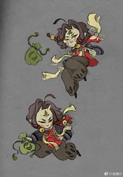 过去画的一些古风的设计草图 ​​​​