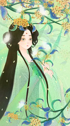 中国古风古装少女汉服海报