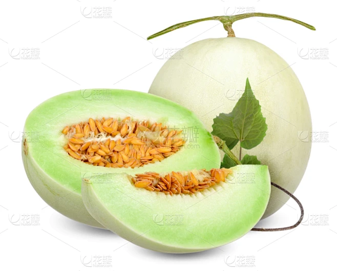 白色,白兰瓜,分离着色,背景分离,皮肤,有机食品,水果,泰国,图像,切片食物素材-花瓣网