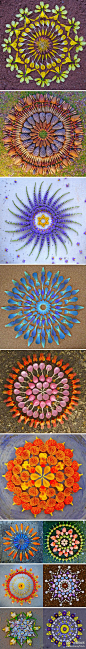 [] 插画绘画Kathy Klein的鲜花纹样 ——Kathy Klein，美国女艺术家，她使用花朵、岩石、贝壳等创作精美的纹样图案，称之为Mandala艺术，Mandala原意是指佛教和印度教修法地方的圆形或方形标记。来自:新浪微博