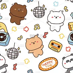 音乐的概念。可爱的熊跳舞的无缝图案