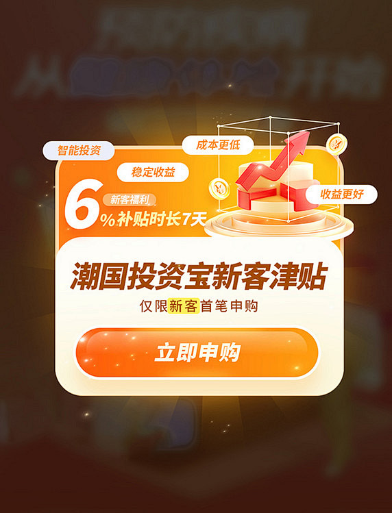 潮国投资新客投资理财金融促销弹窗UI设计