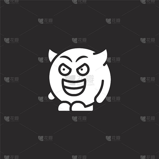 魔鬼图标。充满恶魔图标的网站设计和移动，应用程序开发。恶魔图标从充满表情人收集孤立在黑色背景。