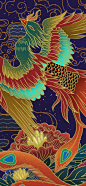 中国风复古国潮凤凰牡丹插画-1