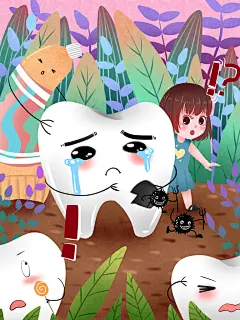 关爱牙齿从小做起爱护牙齿插画
