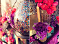 Bright pink & purple wedding flowers with Arabian glass lanterns! Princess Jasmine Wedding.