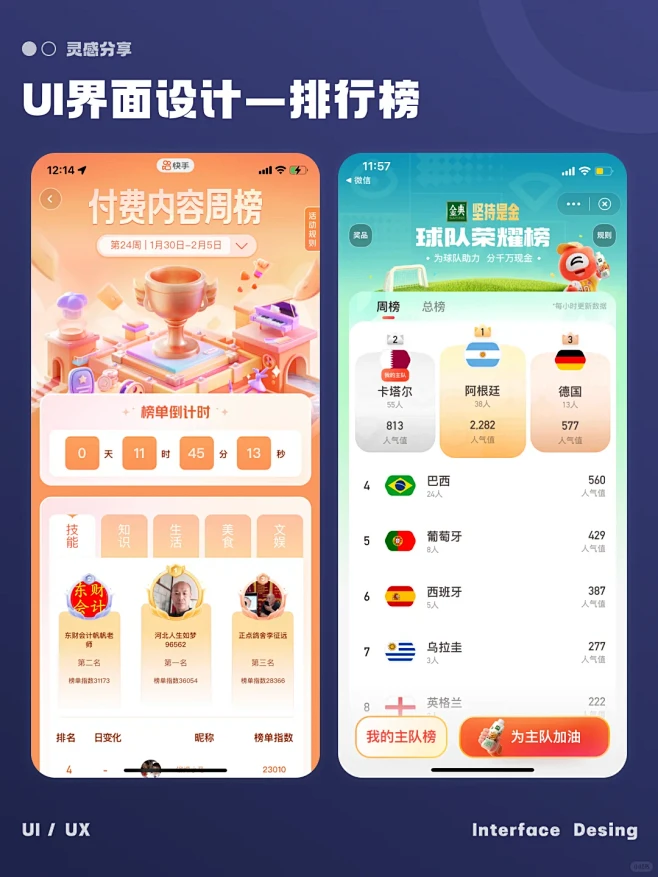 UI设计｜排行榜 - 小红书-花瓣网