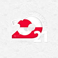 Happy New Year 2021 for Greenland on snowflake bac