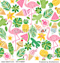Vector tropical seamless pattern. Summer background
