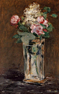 爱德华·马奈(Edouard Manet)高清作品《鲜花在水晶花瓶中》