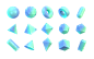 3D几何形状包球体立方体圆锥体十二面体八面体图形PSD素材PNG免扣