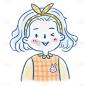 手绘-水彩简笔画少女人物插画9