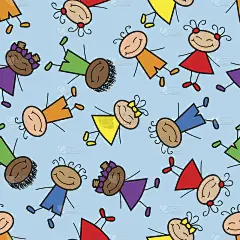 无缝背景与卡通儿童