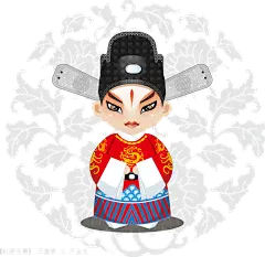 手绘卡通脸谱京剧戏剧人物王金龙