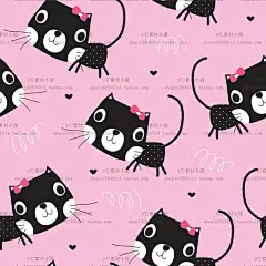 平铺卡通粉嫩猫咪壁纸背景底纹EPS矢量图布艺印刷设计素材AI01317-淘宝网