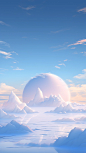 A beautiful sky with clouds, in the style of surreal 3d landscapes, snow scenes, serene and tranquil scenes, alien worlds, high tonal range, expansive, realistic yet stylized
