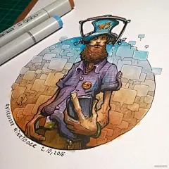 一组超炫酷纸上3D骷髅和机甲插画