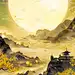 中秋节系列中国风山水月亮场景通用背景素材