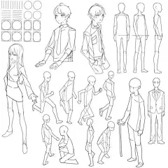 人体动态绘制参考，超款线稿临摹 插画图片壁纸