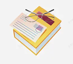眼镜书本和明信片矢量图