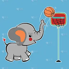 elephant playing basketball cartoon