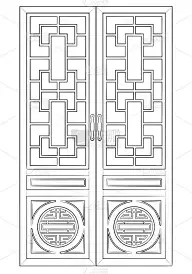 中国古典门画-黑白插图