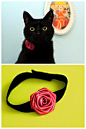 日本一位拼布插画艺术家木野聡子，日常喜欢给自家黑猫做一些不同风格的领圈，帅气又优雅！ ​​​​