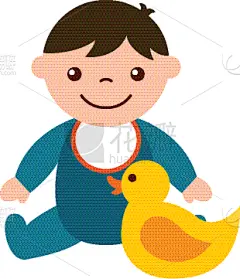 可爱的,男婴,橡皮鸭子,男孩,愉悦,玩具,图像,小的,坐,笑