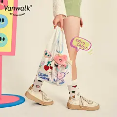 VANWALK&amp;caro联名 可爱爱心人挂件小巧收纳袋ins超市购物袋可折叠-tmall.com天猫