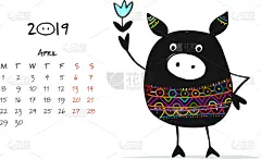 可爱的,猪,2019,图标,华丽的,月,动物,品牌名称,剪影,绘制