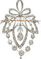  爱德华时期的珠宝设计宫廷韵味尤其浓厚，花环风格珠宝受到18世纪洛可可艺术风格的影响，以雅致的缎带蝴蝶结、流苏、纤细的枝叶组成的花环风格，充满温柔典雅的气息