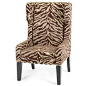 出口美式咖啡色斑马纹布艺沙发椅实木铆钉会所酒店高背休闲装饰椅