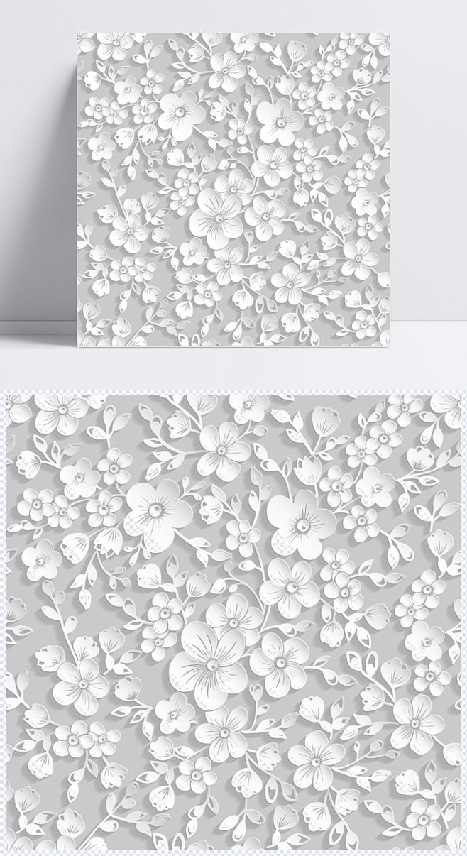 白色纸质花枝无缝背景|花朵,植物,背景,...