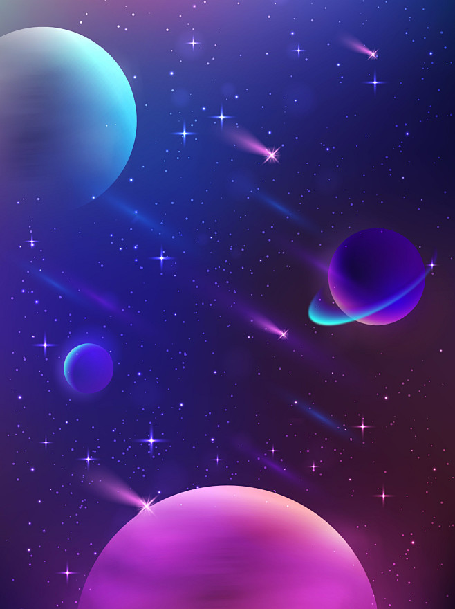 矢量梦幻星空宇宙唯美粉色星球直播广告背景...