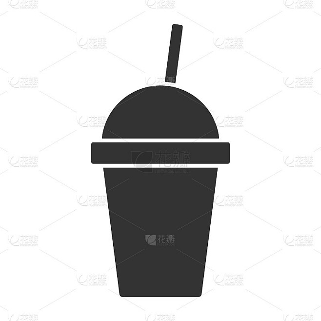 矢量图标的塑料杯盖和吸管。象征容器的咖啡...