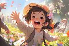 儿时春游儿童假期玩耍插画图片