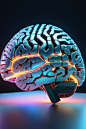 智慧电子科学芯片大脑数据科技元素模型图片