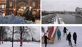 莫斯科红场城堡 冬天飘雪的浪漫风景 建筑...