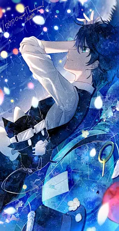 旅人より 遥川遊的插画 原创人设 原创 水彩 創作イラスト 明星 男孩子 插画 オリジナル創作 蓝 創作男子