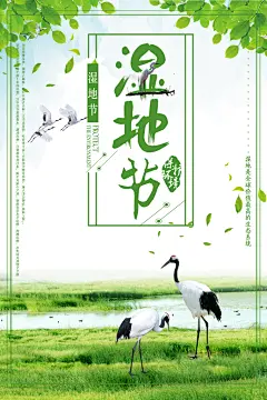 世界湿地日保护自然森林公益展板海报