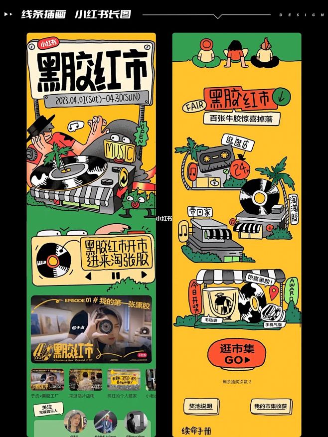 灵感分享 ｜ 线条插画 小红书长图设计