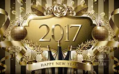 3D全新2017金色鸡年贺新年邀请海报装饰背景 矢量设计素材 G1021-淘宝网